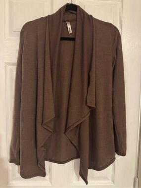 Women's Draped Open Cardigan Sweater - Brown
